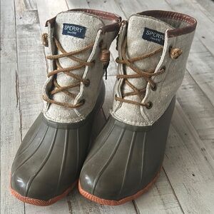 Sperry Duck Boots - Olive and Tan